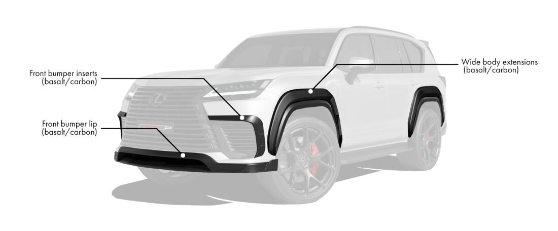 Body kit for Lexus LX600 500d includes: