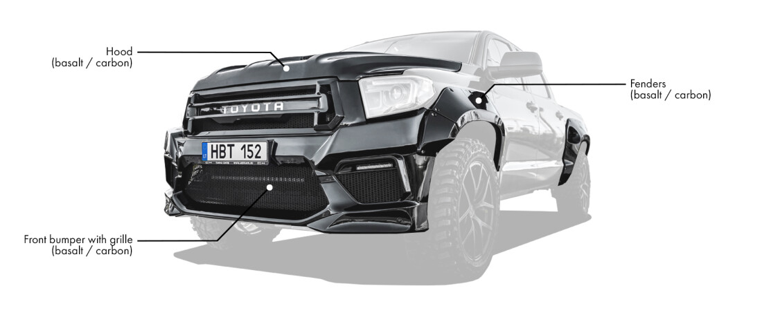 Body kit for Toyota Tundra includes: