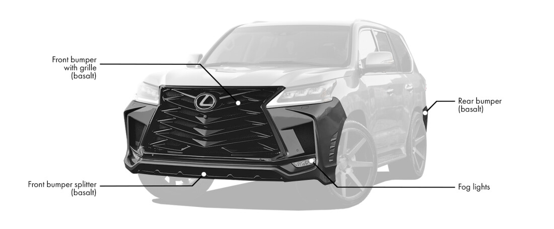 Body kit for Lexus LX570 / 450d includes: